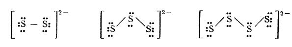 ion disulfura, ion trisulfura, ion de tetrasulfura