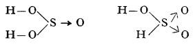 structura moleculei de acid sulfuros, H2SO3